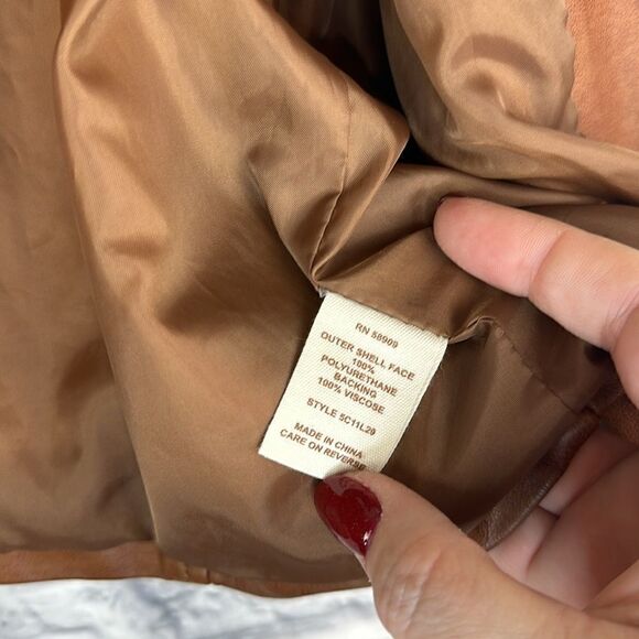 Chelsea & Violet Moto Biker Vest Cognac Faux Leather Size Large Buckle Collar - Picture 5 of 6